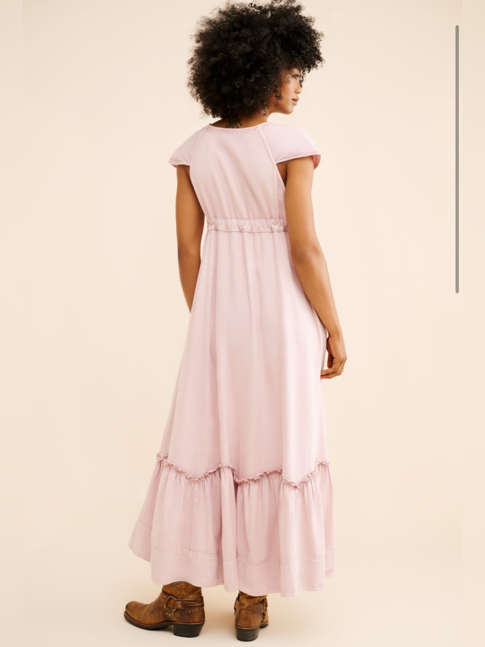 Free People Roucha Pink V-Neck Maxi Dress with Tie Detail - Picture 3 of 9